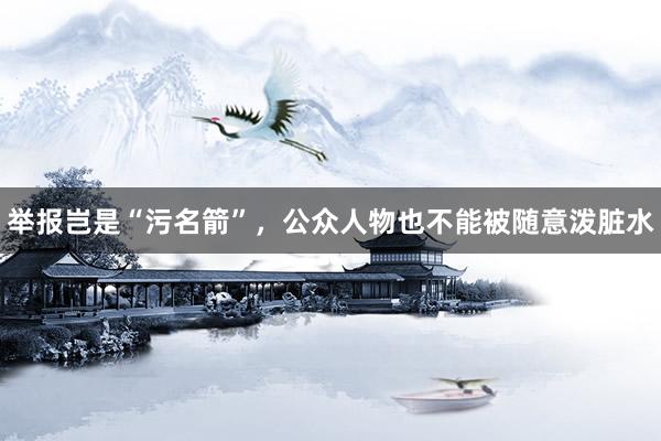 举报岂是“污名箭”，公众人物也不能被随意泼脏水